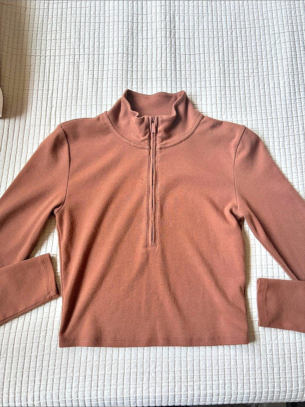Sun-deh Brown Quarter-Zip Long Sleeve Top